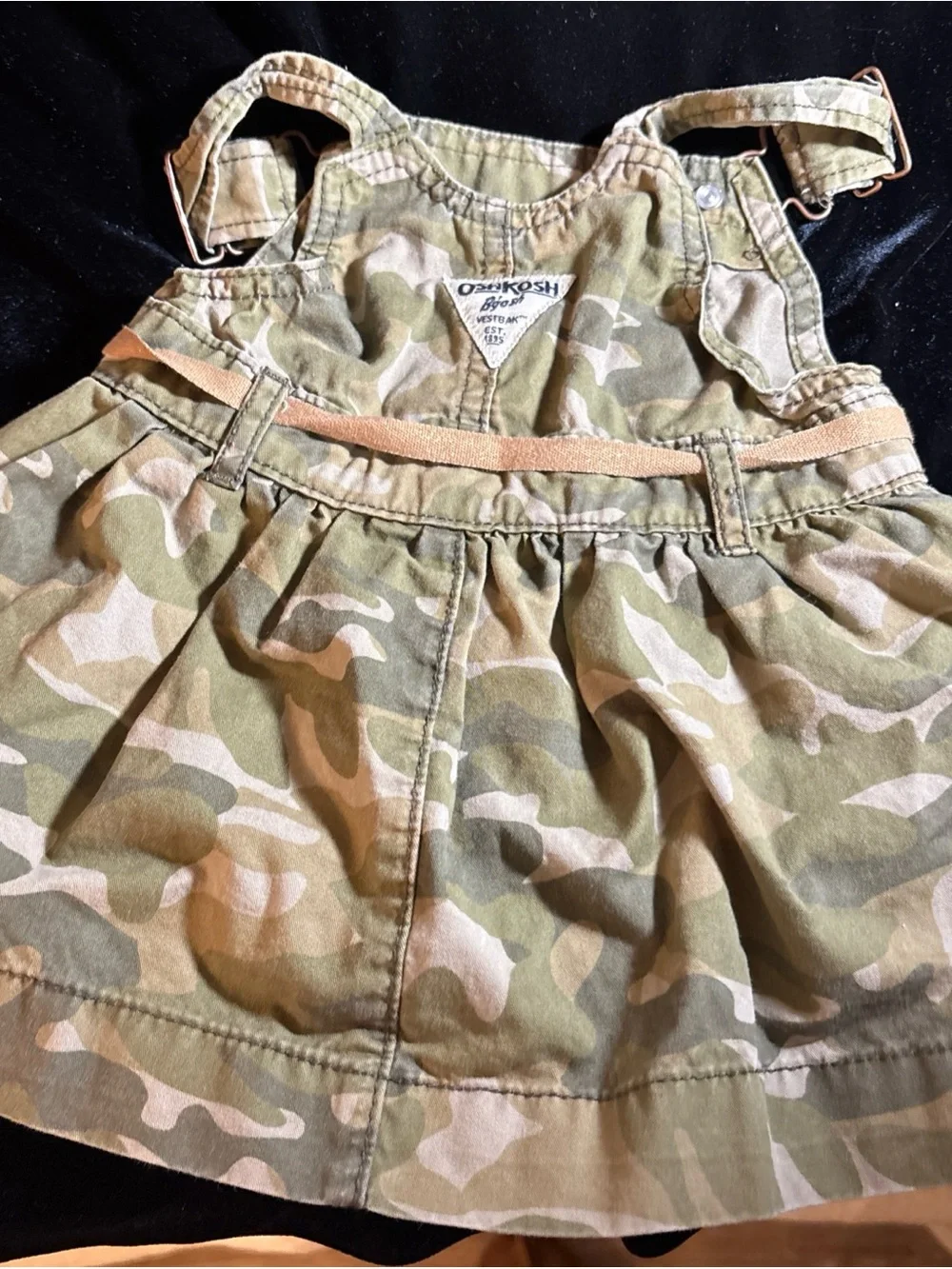 OshKosh B'gosh Girls' Camo Skirt Overalls - Olive & Tan size 12 Male Months